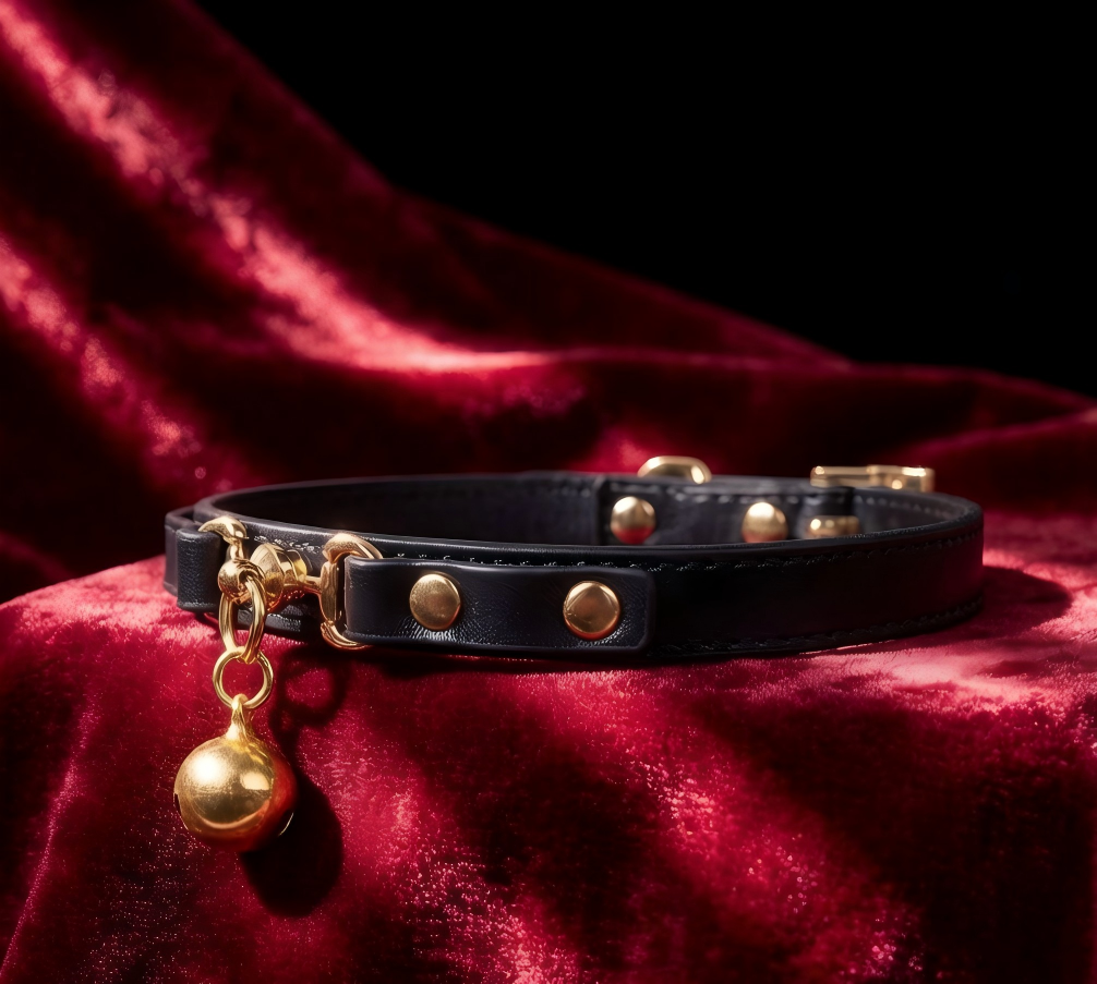 Leather Bell Color-Block Adjustable Choker