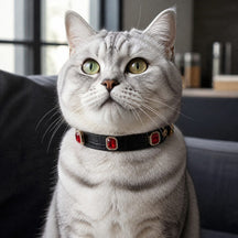Blood Moon Cat Collar with Halo-Framed Ruby Crystals