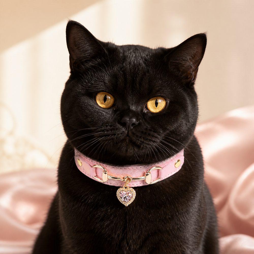 Blush Wish Cat Collar with Sparkling Heart Pendant
