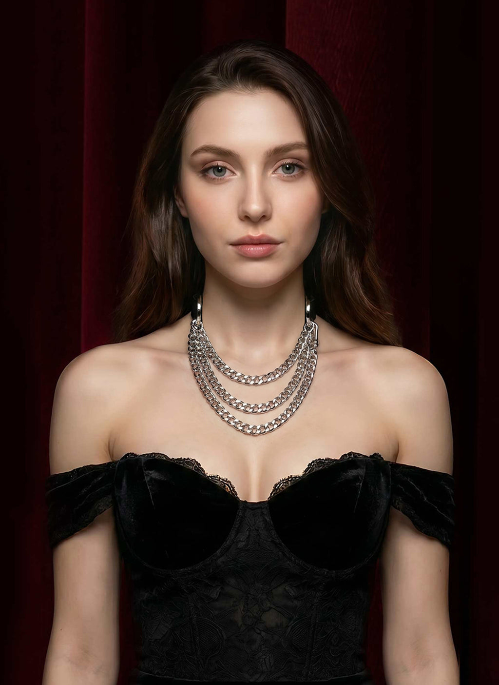 Silver Triple Chain Choker