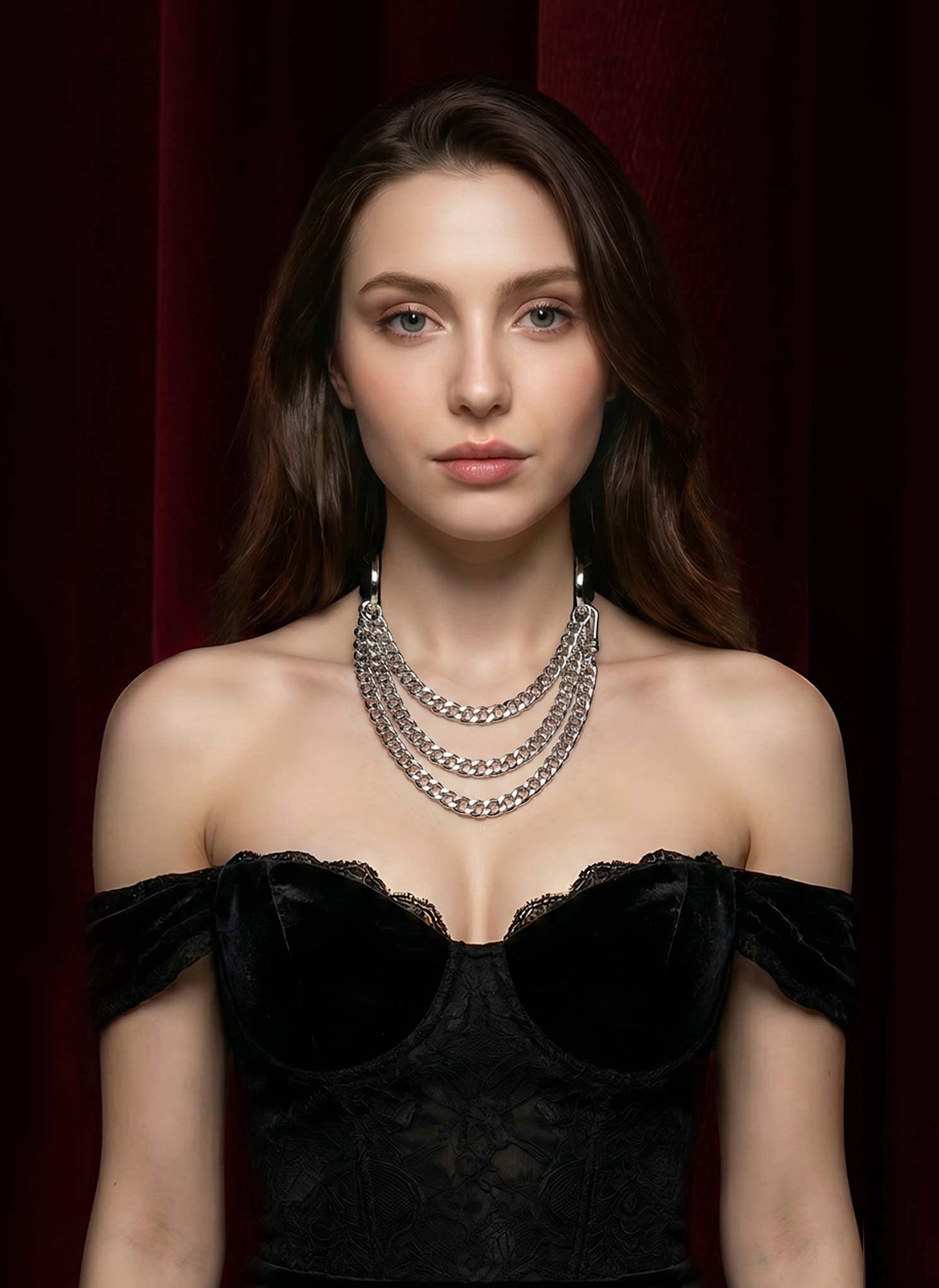 Silver Triple Chain Choker