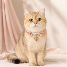Blush Aurora Cat Collar with Crystal Heart Pendant