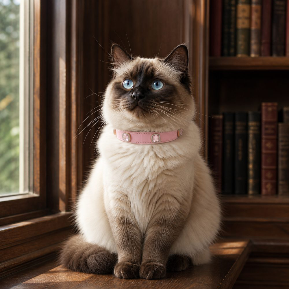 Rose Jewel Cat Collar with Halo-Framed Pink Crystals