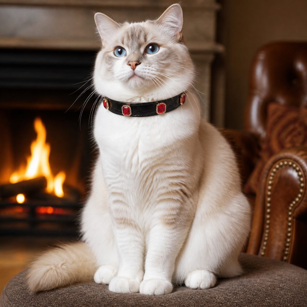 Blood Moon Cat Collar with Halo-Framed Ruby Crystals