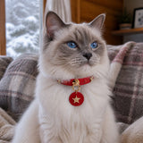 Scarlet Star Cat Collar with Gold-Tone Emblems and Round Medallion