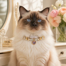 Prismatic Heart Cat Collar with Pink Crystal Pendant