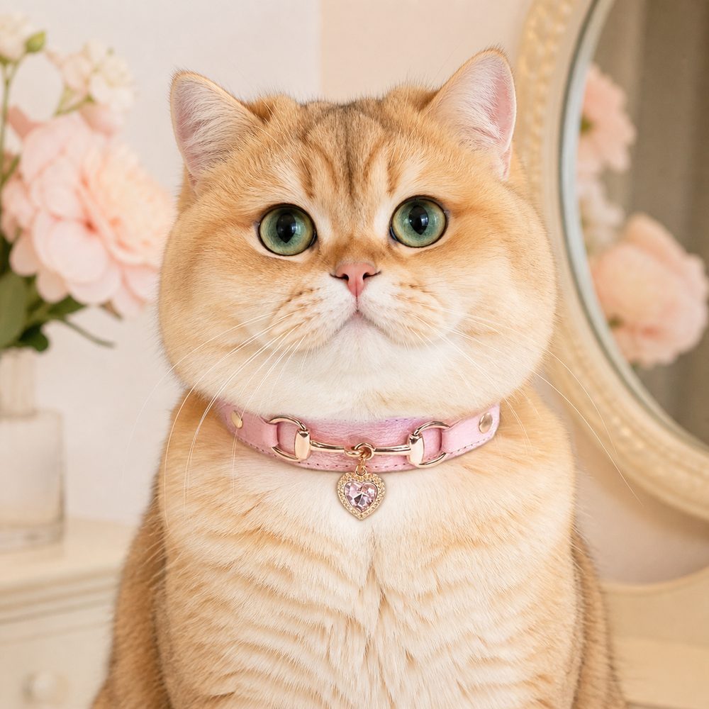 Blush Wish Cat Collar with Sparkling Heart Pendant