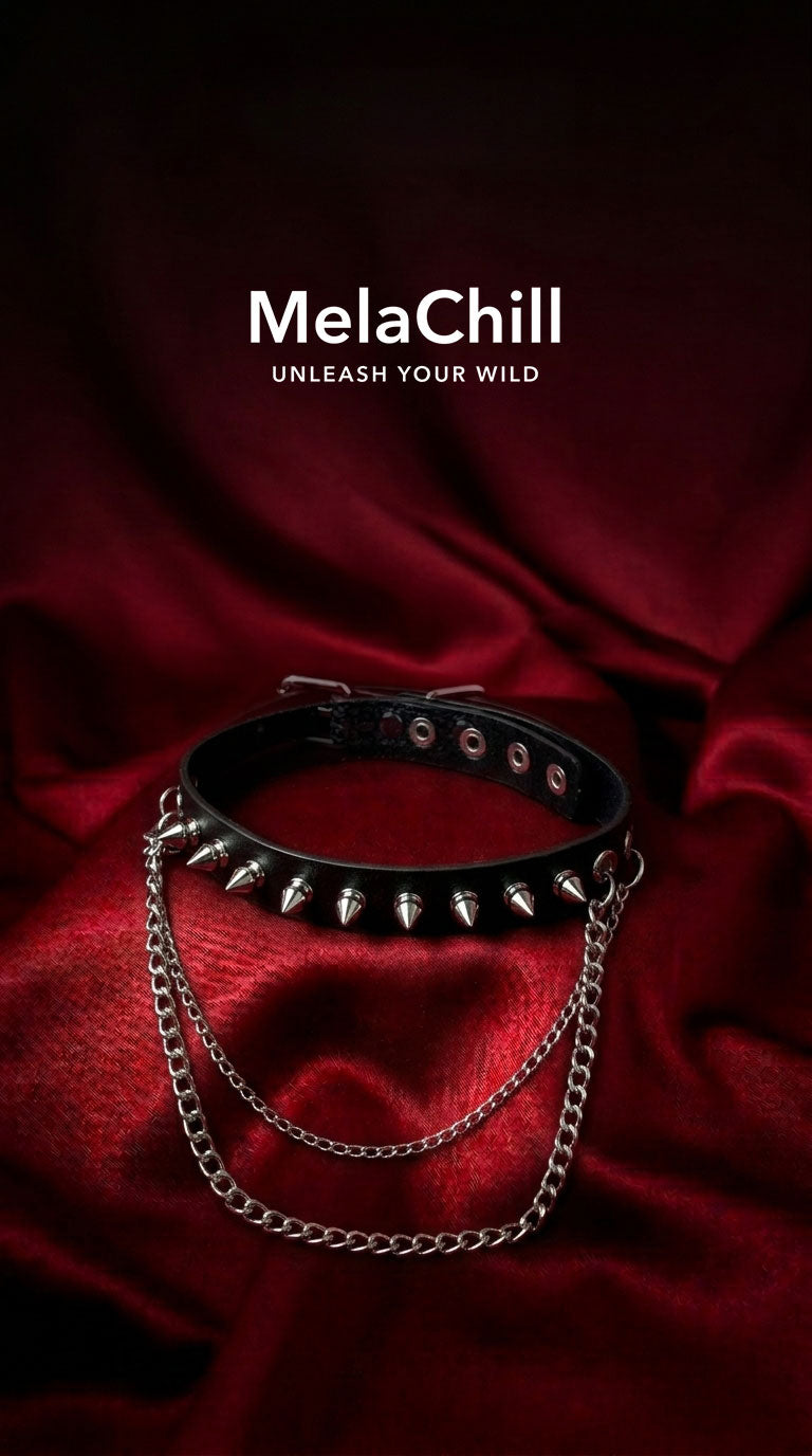 Black Spike Double Chain Choker — MelaChill