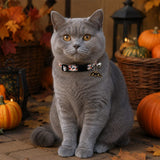 Midnight Blood Bat Cat Collar with Skull Bow and Bell