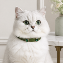 Emerald Forest Cat Collar with Vintage Green Crystal Details