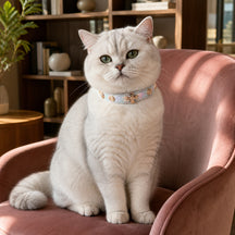 Prismatic Blossom Cat Collar with Rose-Gold Floral Detail