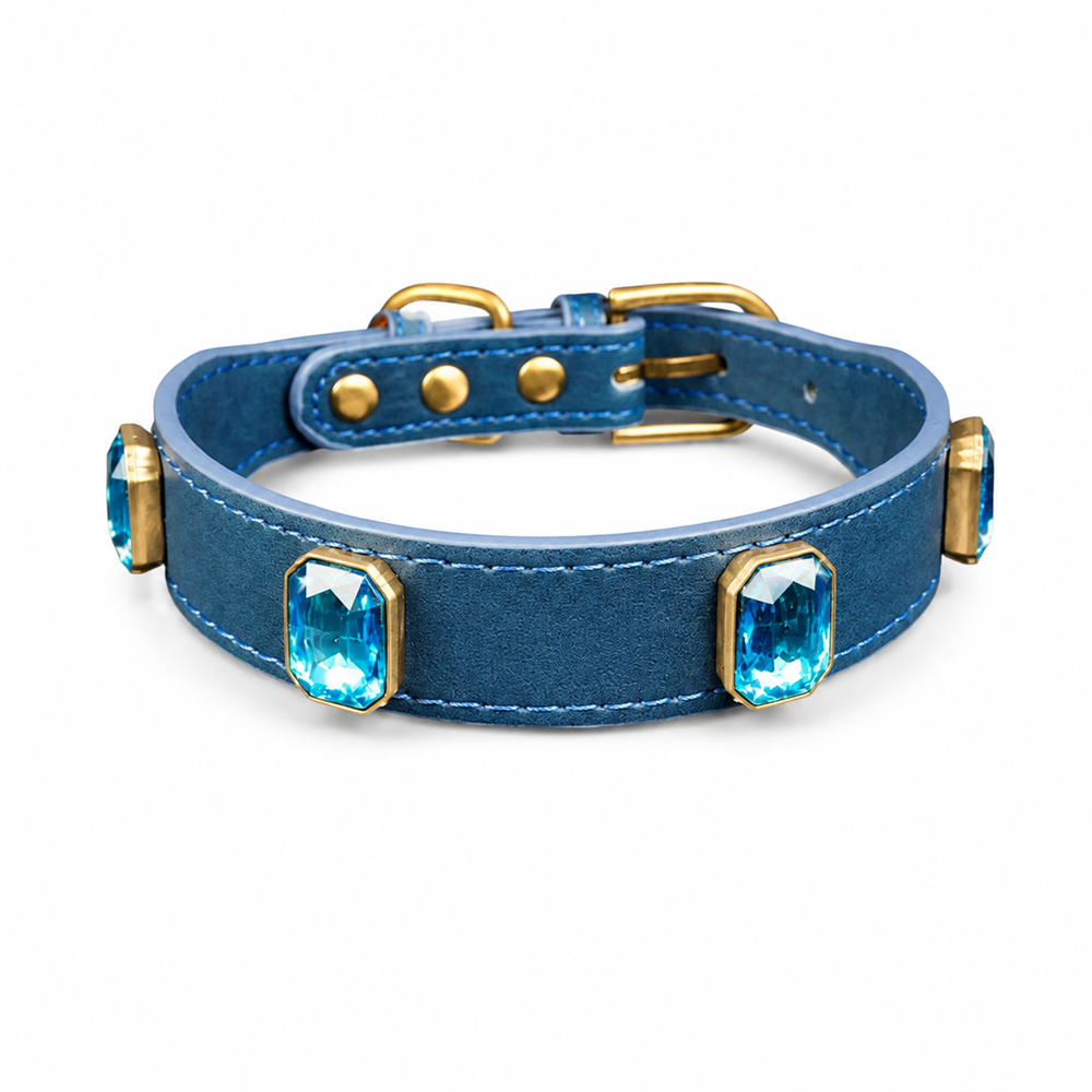 Icy Ocean Cat Collar with Aqua Crystal Details