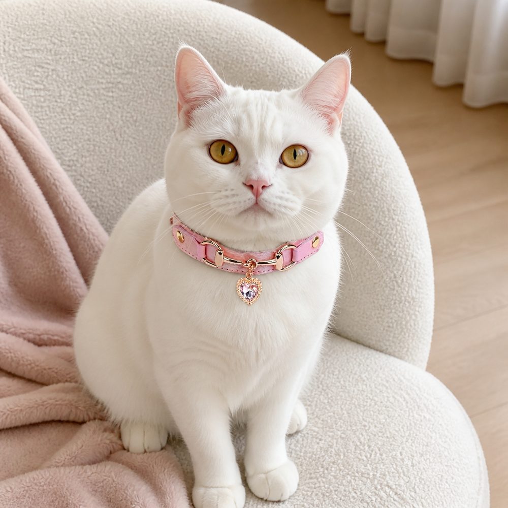 Blush Wish Cat Collar with Sparkling Heart Pendant