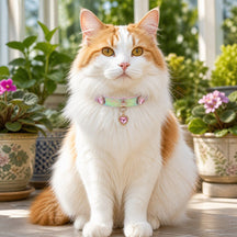 Aurora Scale Cat Collar with Pink Crystal Heart Pendant