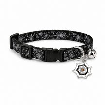 Haunted Web Cat Collar with Silver Bell and Spider Charm