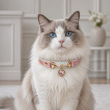 Blush Aurora Cat Collar with Crystal Heart Pendant