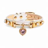 Prismatic Heart Cat Collar with Pink Crystal Pendant