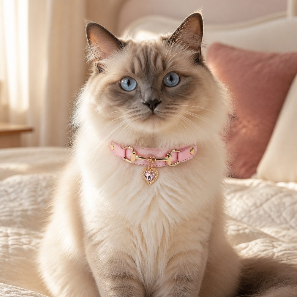 Blush Wish Cat Collar with Sparkling Heart Pendant