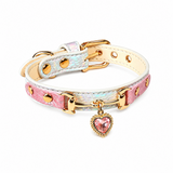 Blush Aurora Cat Collar with Crystal Heart Pendant