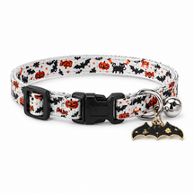 Midnight Blood Bat Cat Collar with Skull Bow and Bell