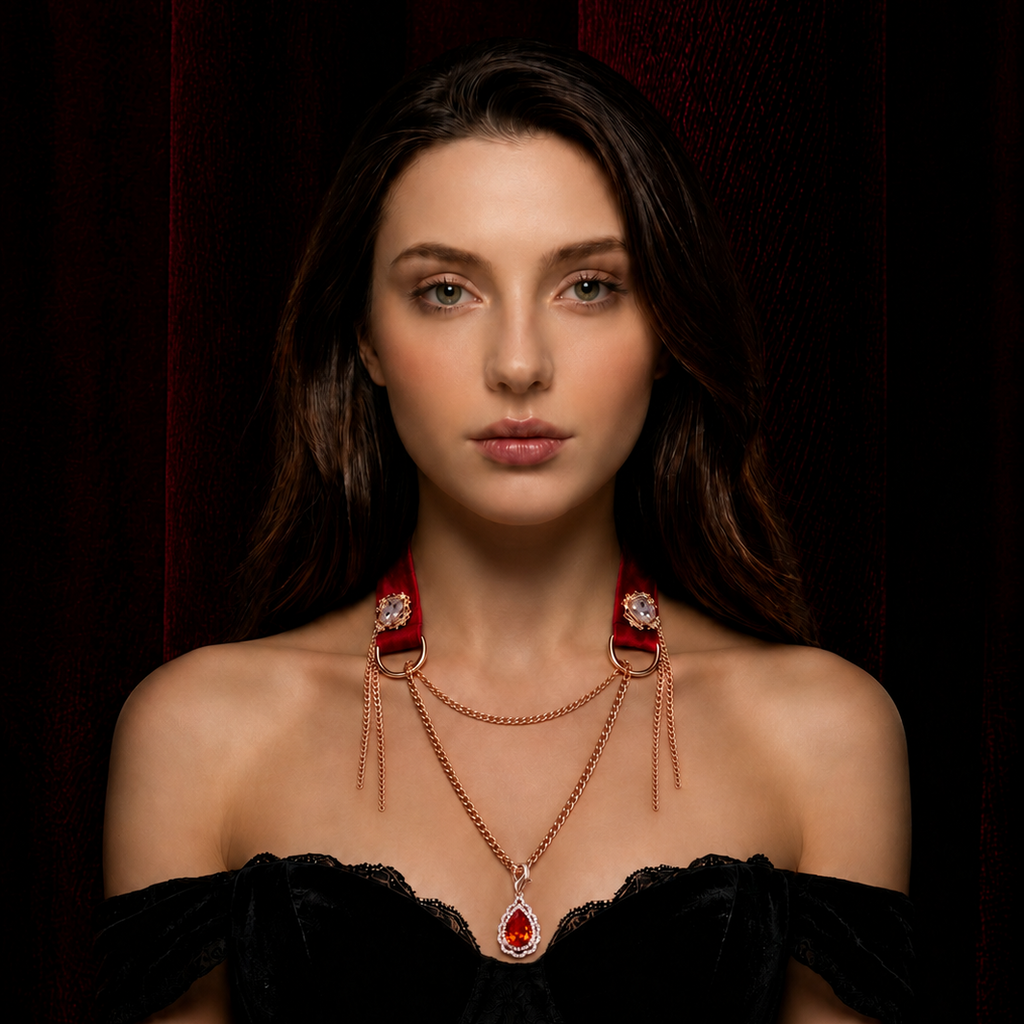 Red Velvet Teardrop Pendant Choker
