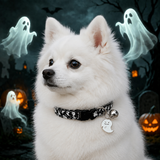 Ghost Parade Dog Collar with Halloween Print, Bell and Charm