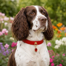 Crimson Jewel Dog Collar with Oval Crystal Pendant