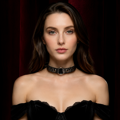 Black Studded O-Ring Choker | Punk Chain Collar