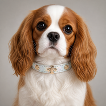 Iridescent Bloom Dog Collar with Rose-Gold Floral Accent