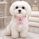 Blush Blossom Dog Collar with Bow and Iridescent Floral Crystals