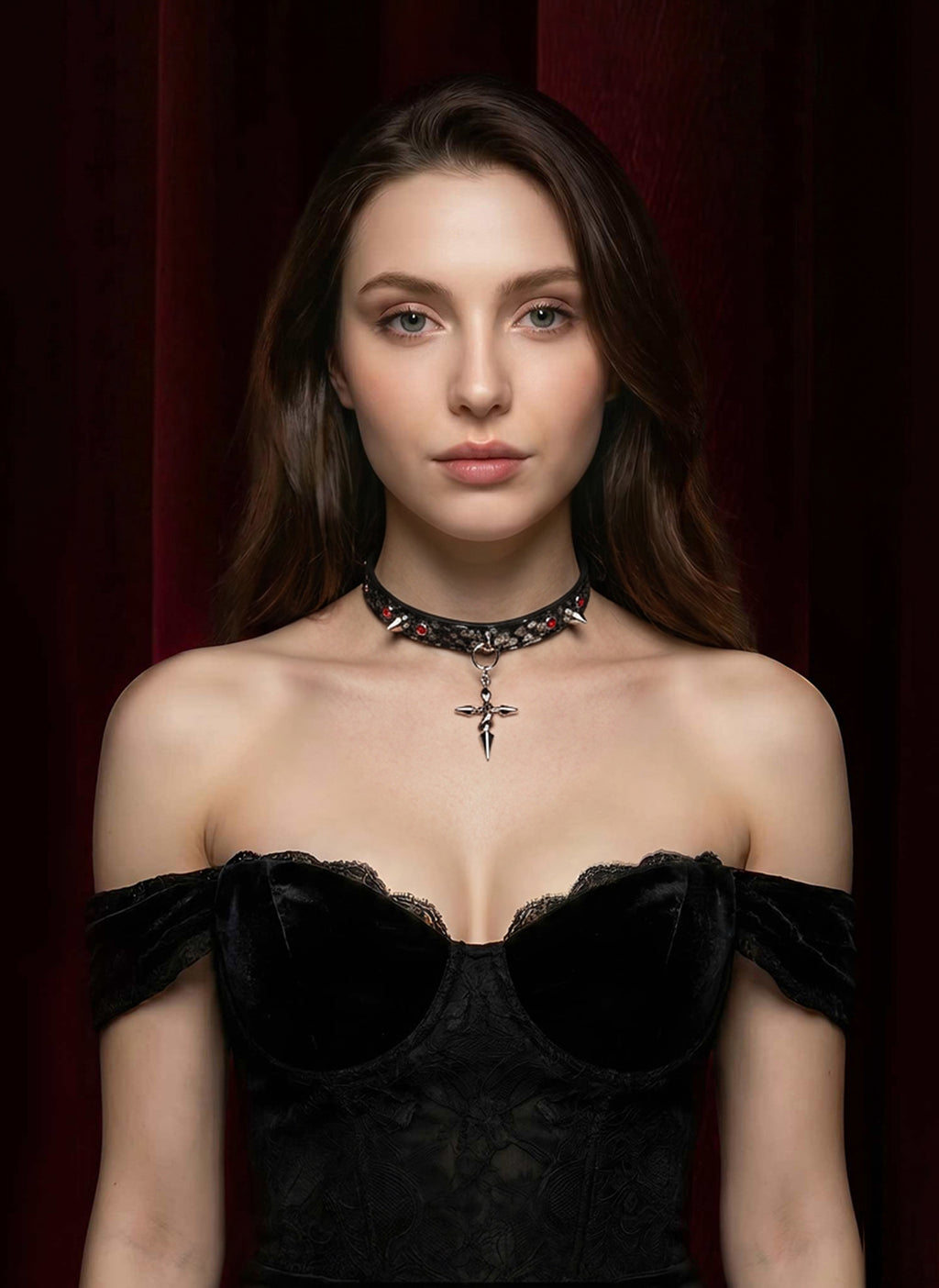 Spike Cross Dagger Choker