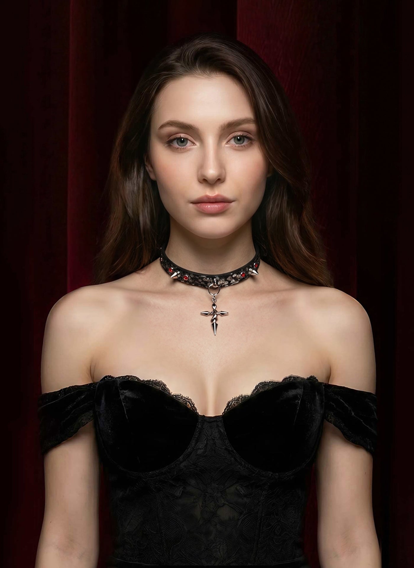 Spike Cross Dagger Choker