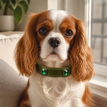 Forest Emerald Dog Collar with Olive-Green Finish and Crystal Accents