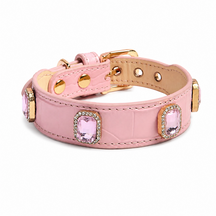 Rose Jewel Cat Collar with Halo-Framed Pink Crystals