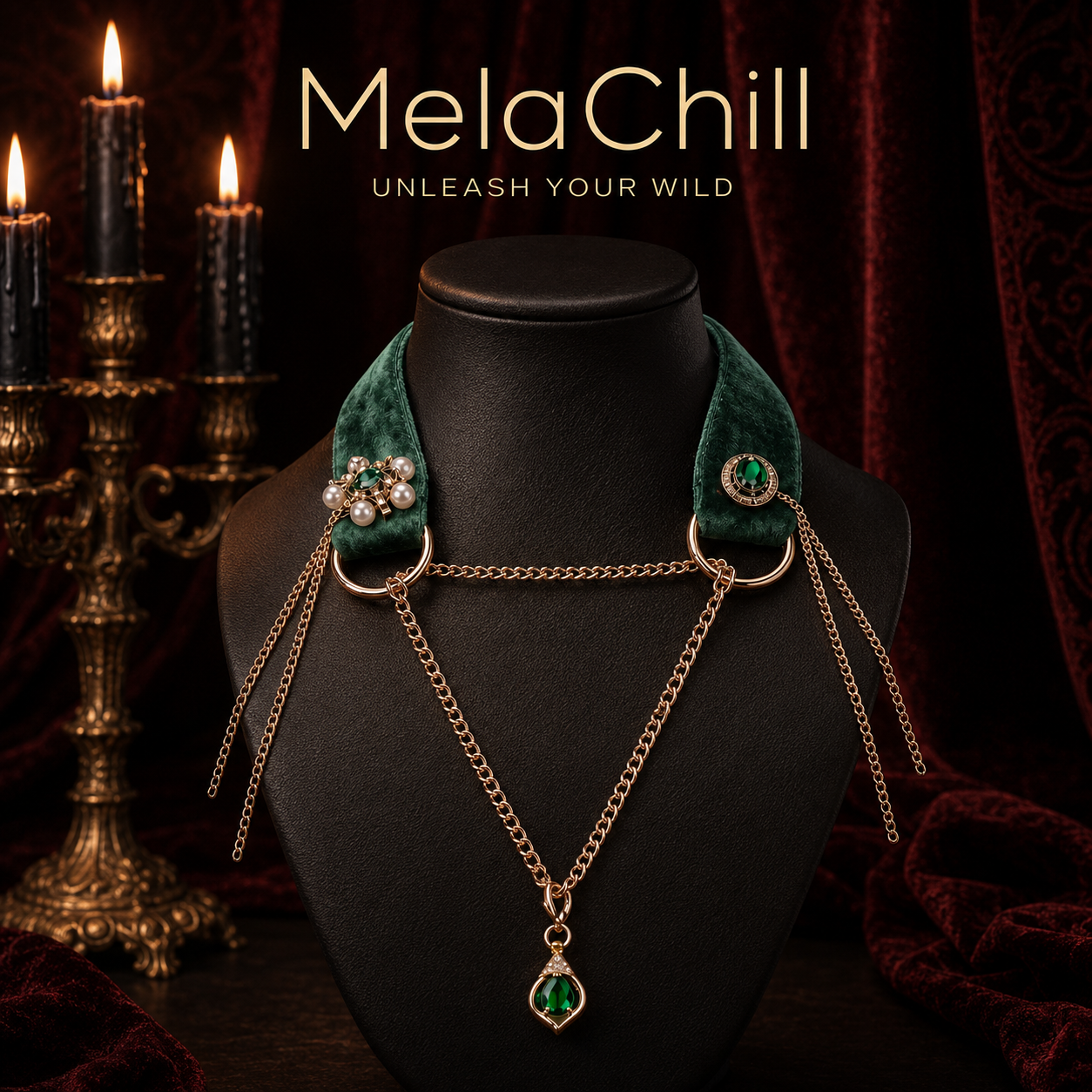 Green Velvet Choker Set | Limited Edition Pendant Necklace