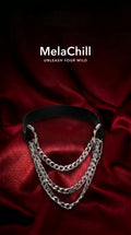 Mela Chill Breathless Black Leather Choker Necklace – Thick Chain with Movable Pull Chain, Removable Design for Daily Wear