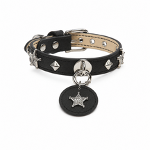 Midnight Star Cat Collar with Silver Studs and Guardian Medallion