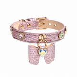 Rose Butterfly Cat Collar with Aurora Heart Crystal