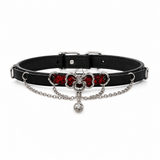 Crimson Wing Dog Collar with Heritage Emblem and Silver Chains