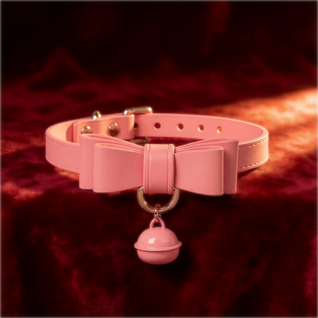 Leather Bow Bell Adjustable Choker
