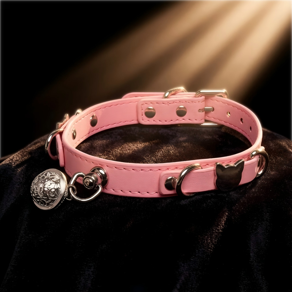 Leather Cat Bell Adjustable Choker
