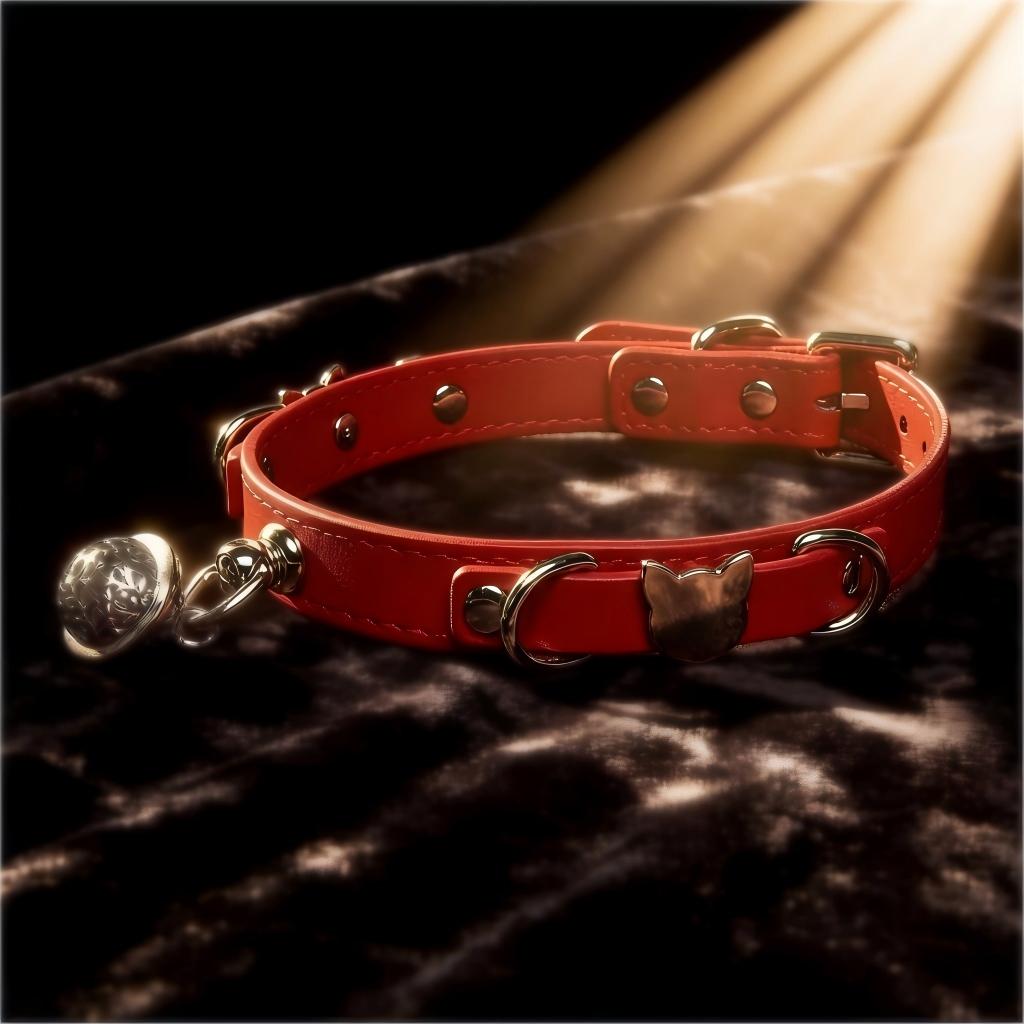 Leather Cat Bell Adjustable Choker