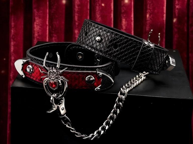 Spider Chain Wrist Cuff Set | Layered Gothic Bracelet & Choker Set
