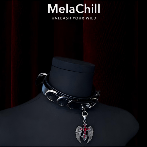 Dark Gothic Winged Cross Choker