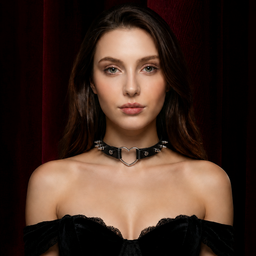 Black Heart Spike Choker | Gothic Statement Collar