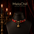 Leather Bell Color-Block Adjustable Choker