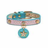 Blush Aqua Wish Cat Collar with Crystal Star Medallion
