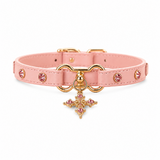 Blush Radiance Dog Collar with Pink Crystals and Gold Cross Charm