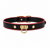Crimson Edge Dog Collar with Black Finish and Gold Ring Detail