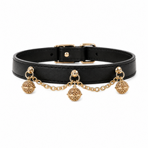 Black and Gold Dog Collar with Triple Filigree Orbs and Draped Chains